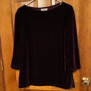 Coldwater Creek Royal Purple Velour Top - M